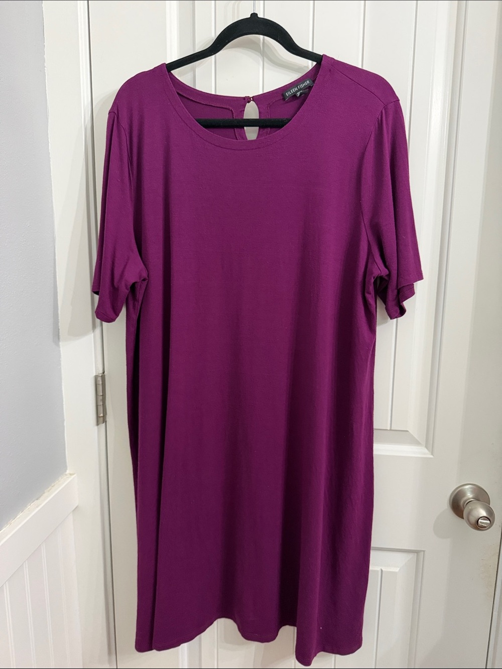 Eileen Fisher Deep Plum Short Sleeve Shift Dress